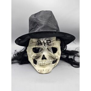 Vintage Fun World‎ Fearsome Faces Top Hat RIP Skull Mask Hat Hair